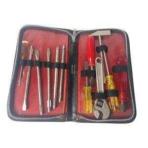 Vintage Hoffritz West Germany Travel Tool Kit Zippered Case Red‎ Interior 12pc
